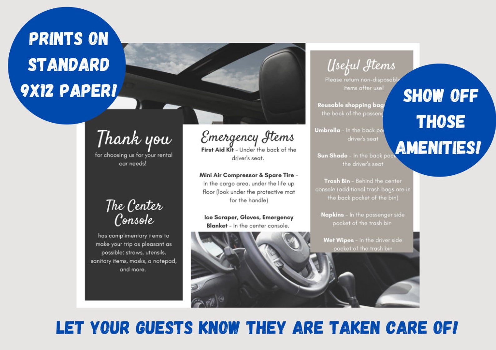 Turo Rental Car Brochure Printable Downloadable Customizeable Etsy