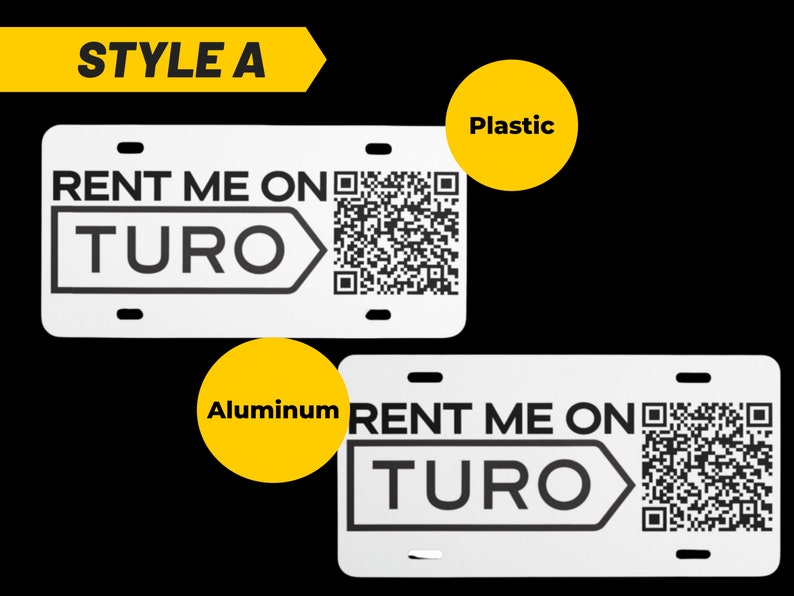 Turo License Plate With Custom QR Code Rent Me Custom Etsy