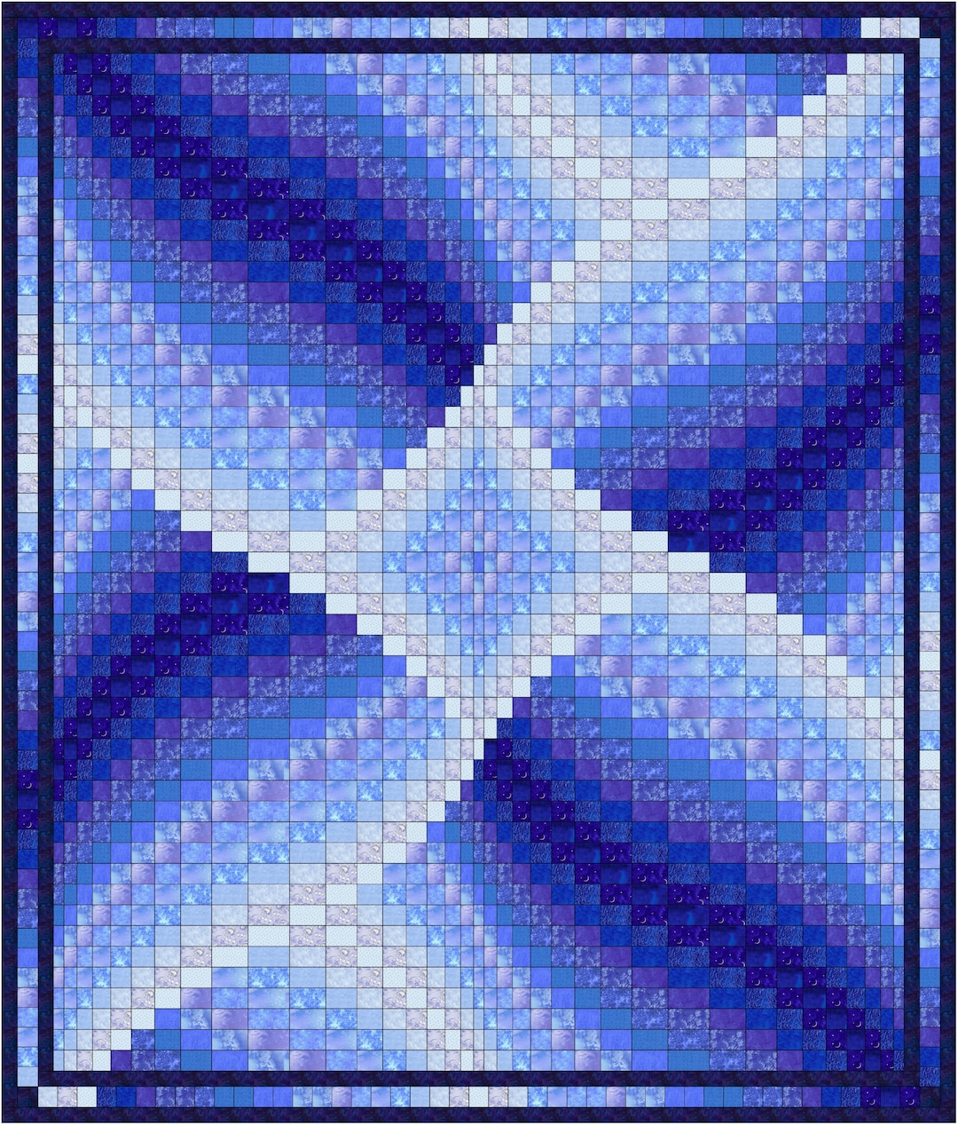 Blue Lily Bargello Quilt Pattern Queen Size