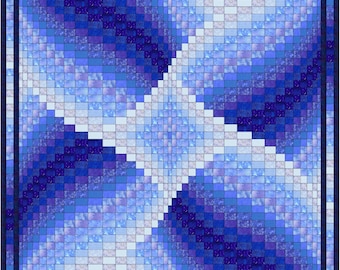 Blue Lily Bargello Quilt Pattern Queen Size