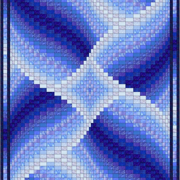 Édredon bleu Lily Bargello, motif grand lit