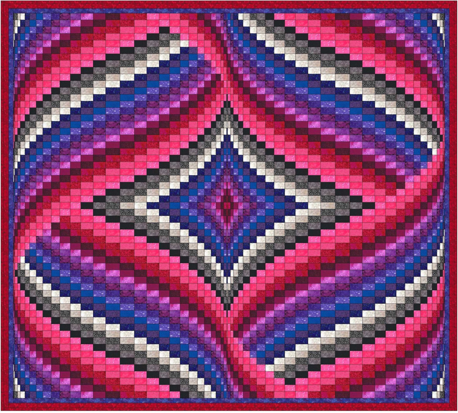 Diamond and Ribbons Bargello Quilt Pattern 