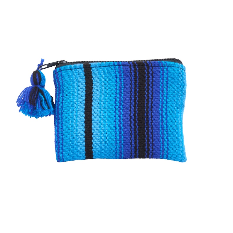 Blue Striped Coin Pouch