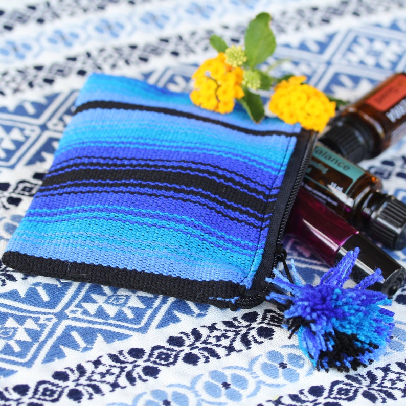 Blue Striped Coin Pouch