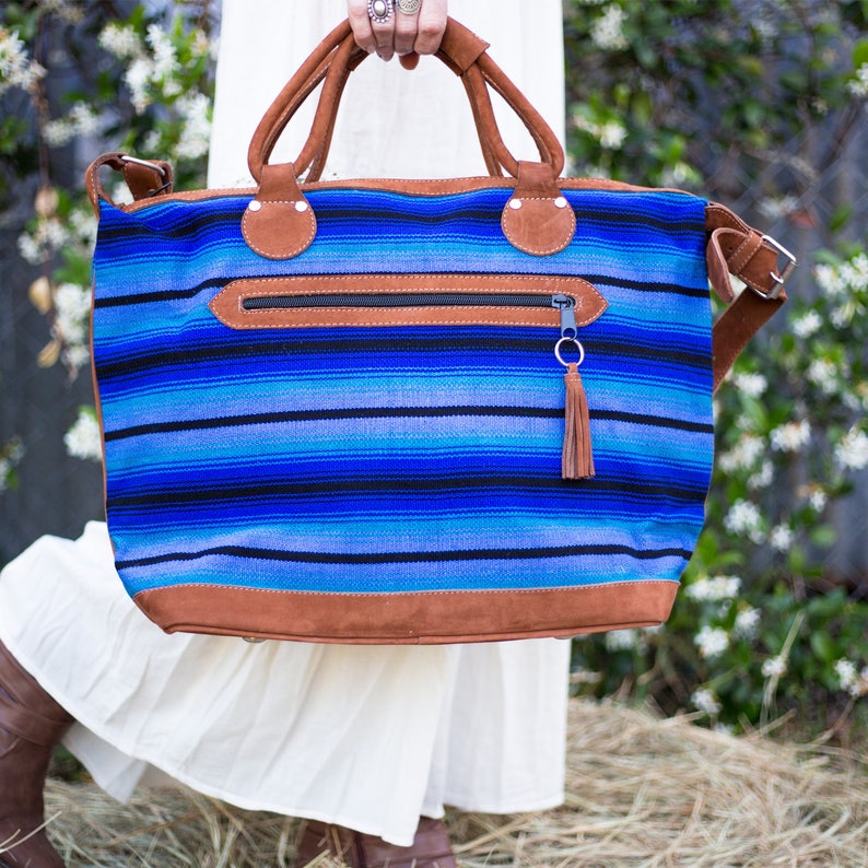 Blue Striped Weekender Bag - Etsy