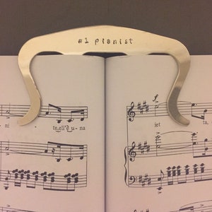 Silver Personalized Music Page Holder, Book Clip, Piano Music Bookmark, Hand Stamped Music Gift, Musician Gift, Music Teacher Gift, Music image 9