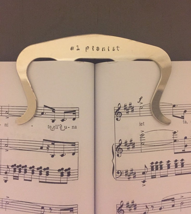 Silver Personalized Music Page Holder, Book Clip, Piano Music Bookmark, Hand Stamped Music Gift, Musician Gift, Music Teacher Gift, Music image 9