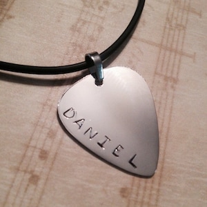 Personalized Guitar Pick Necklace - Custom Made, Hand Stamped, Personalized