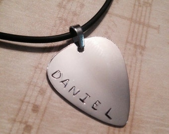 Personalized Guitar Pick Necklace - Custom Made, Hand Stamped, Personalized