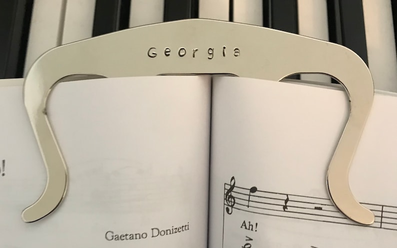 Silver Personalized Music Page Holder, Book Clip, Piano Music Bookmark, Hand Stamped Music Gift, Musician Gift, Music Teacher Gift, Music image 5