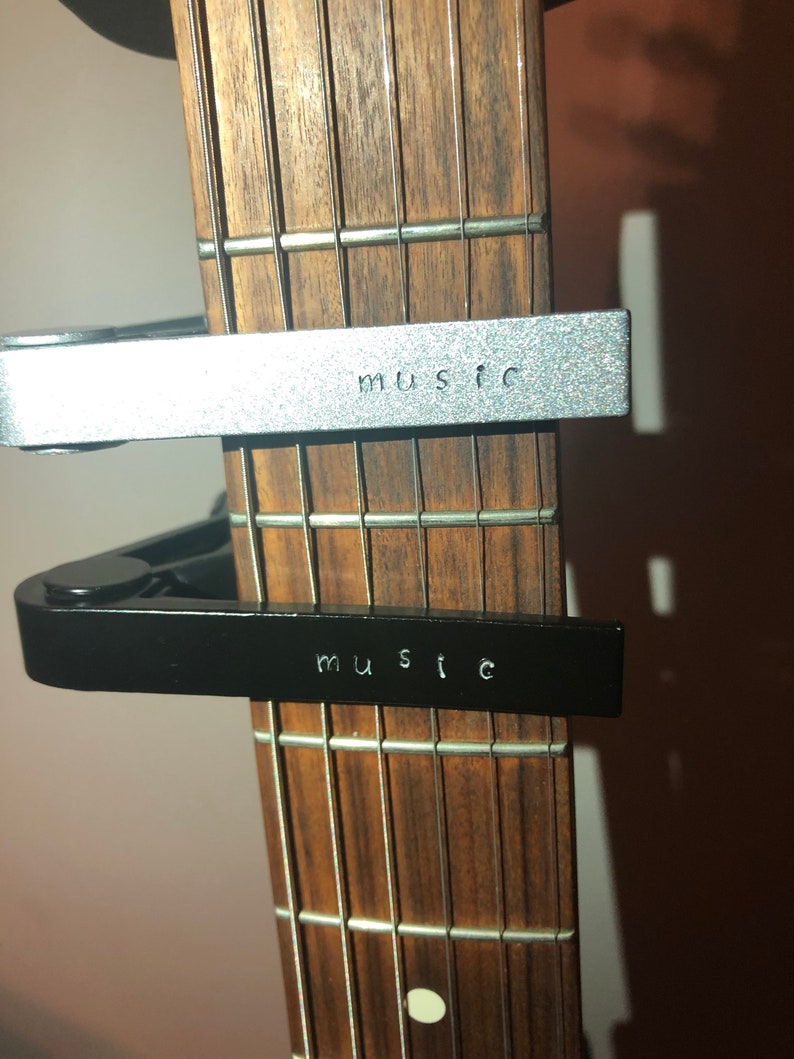 Personalized Black Guitar Capo Guitar Gift Hand Stamped Etsy
