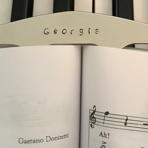 Silver Hand Stamped Personalized Music Page Holder, Book Clip, Piano Music Bookmark, Music Gift, Musician Gift, Music Teacher Gift, Music image 6