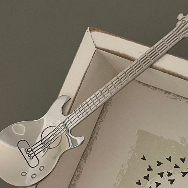 Silver Music Guitar Spoon, Bass Gift, Guitar Gift, Ukulele Gift, Musician Gift, Singer Gift, Music Teacher Gift