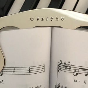 Silver Personalized Music Page Holder, Book Clip, Piano Music Bookmark, Hand Stamped Music Gift, Musician Gift, Music Teacher Gift, Music image 4