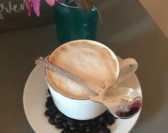 Silver Music Guitar Spoon, Bass Gift, Guitar Gift, Ukulele Gift, Musician Gift, Singer Gift, Music Teacher Gift