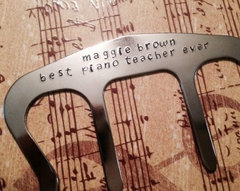 Personalized Music Page Holder, Book Clip, Piano Music Bookmark, Hand Stamped Music Gift, Musician Gift