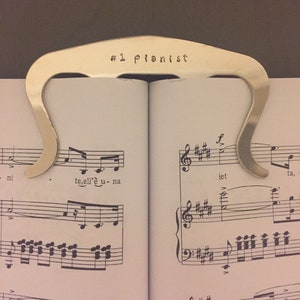 Silver Hand Stamped Personalized Music Page Holder, Book Clip, Piano Music Bookmark, Music Gift, Musician Gift, Music Teacher Gift, Music image 9