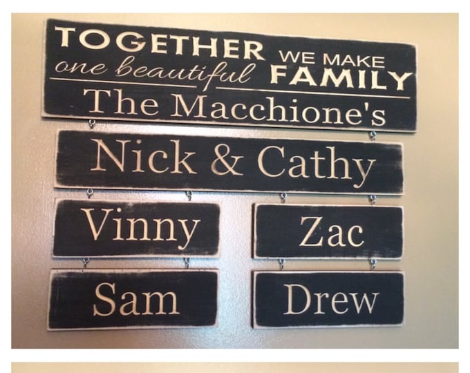 Personalized Carved Wooden Sign - "Together We Make One Beautiful Family"