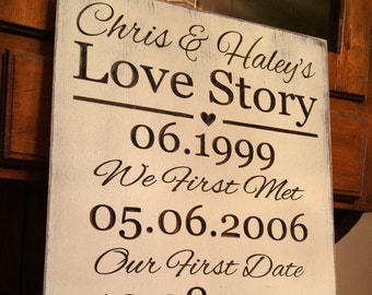 Personalized Carved Wooden Sign - "Our Love Story" -  Wedding