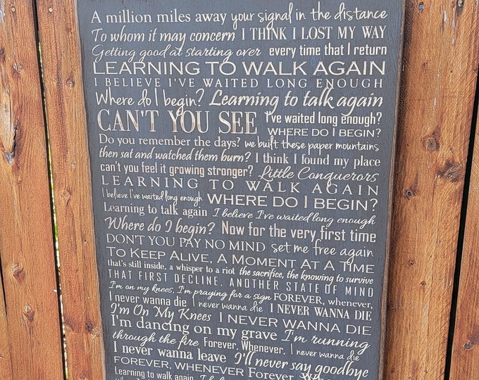 Custom Carved Wooden Sign - "A million miles away, your signal in the distance ..." - Foo Fighters - "Walk" song lyrics