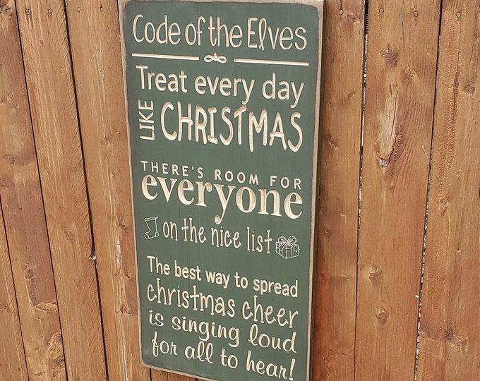 Custom Carved Wooden Sign - "Code Of The Elves"