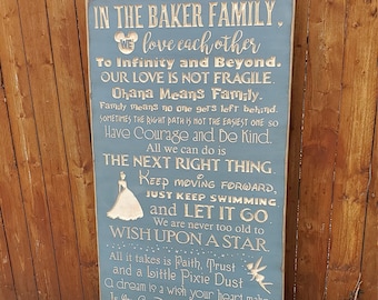 Personalized Custom Carved Wooden Sign - "In This Family, We do Happily Ever After"