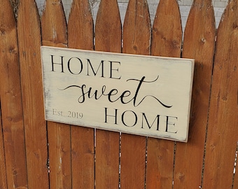 Personalized Custom Carved Wooden Sign - "Home Sweet Home" Est