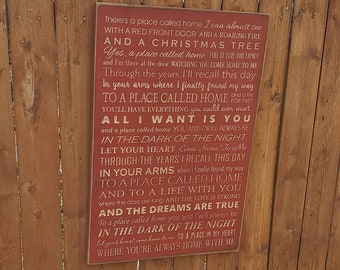 Custom Carved Wooden Sign - "There's A Place Called Home I can Almost See" - A Christmas Carol - "A Place Called Home" lyrics