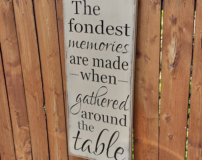 Custom Carved Wooden Sign - "The Fondest Memories Are Made When Gathered Around The Table"