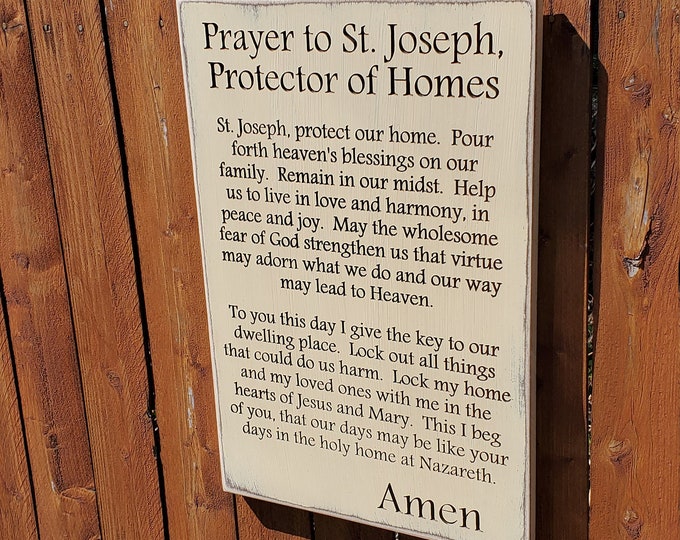 Custom Carved Wooden Sign - "Prayer to St. Joseph, Protector Of Homes"