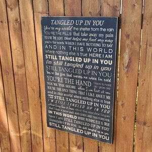 Custom Carved Wooden Sign - &quot;You&#39;re my world, the shelter from the rain...&quot; - Staind - &quot;Tangled Up In You&quot; song lyrics