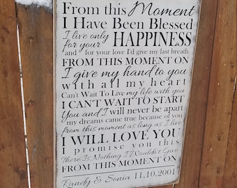 Personalized Carved Wooden Sign - "From This Moment I Have Been Blessed.." - Shania Twain "FROM THIS MOMENT" song lyrics
