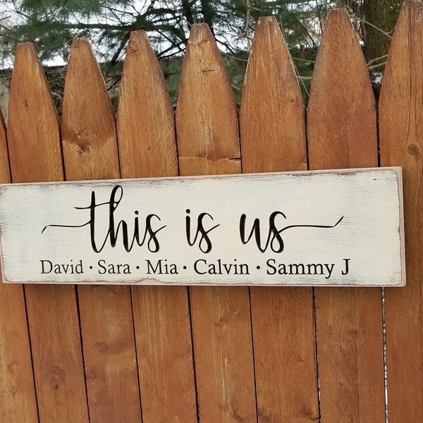 Personalized Carved Wooden Sign - "This Is Us"