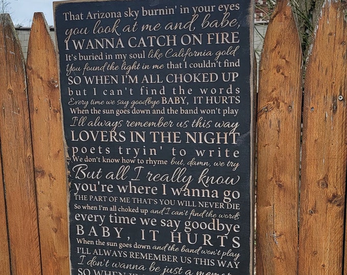 Custom Carved Wooden Sign - "That Arizona Sky burnin in your eyes ... "  - Lady Gaga - "Always Remember Us This Way" song lyrics