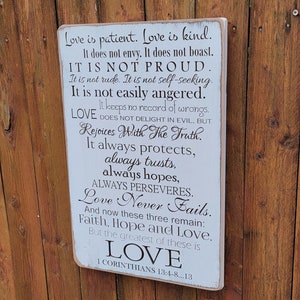 Custom Carved Wooden Sign - &quot;Love is Patient, Love is Kind ... 1 CORINTHIANS&quot;