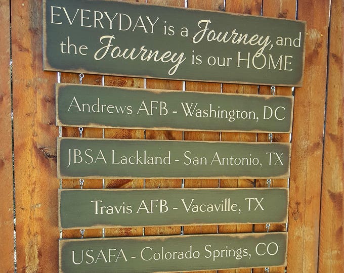 Personalized Carved Wooden Sign - "Military Family - Everyday Is a Journey, and the Journey Is Our Home"