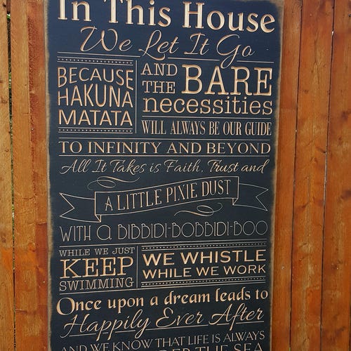 Custom Carved Wooden Sign in This House We Let It Go | Etsy