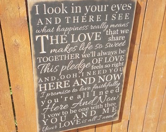 Custom Carved Wooden Sign - "I Look In Your Eyes And There I See..." - Here And Now, Luther Vandross, Lyrics