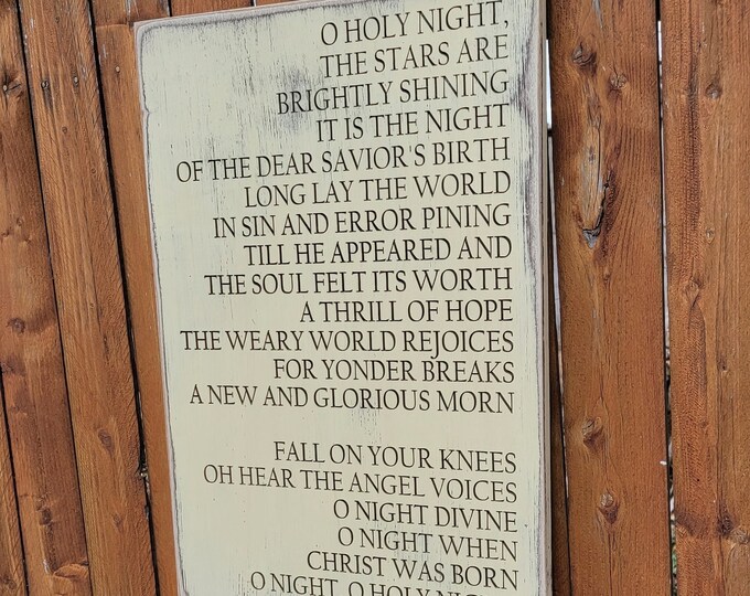 Custom Carved Wooden Sign - "O Holy Night, The Stars Are Brightly Shining.." - Christmas Carol, Holiday Song