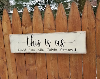 Personalized Carved Wooden Sign - "This Is Us"