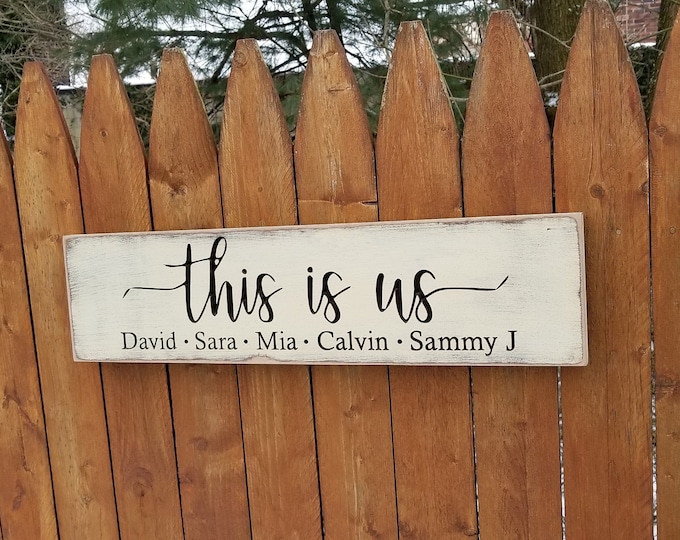 Personalized Carved Wooden Sign - "This Is Us"