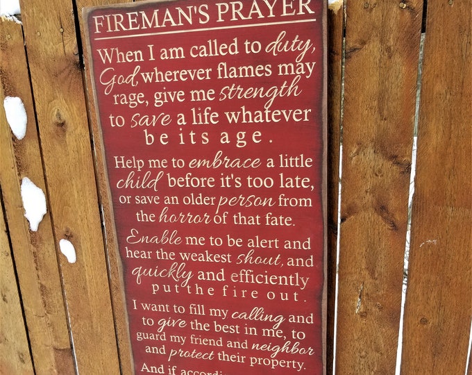 Custom Carved Wooden Sign - "Fireman's Prayer"