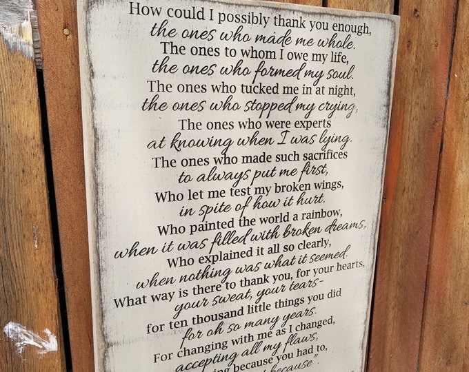 Personalized Carved Wooden Sign - "How Could I Possibly Thank You Enough"