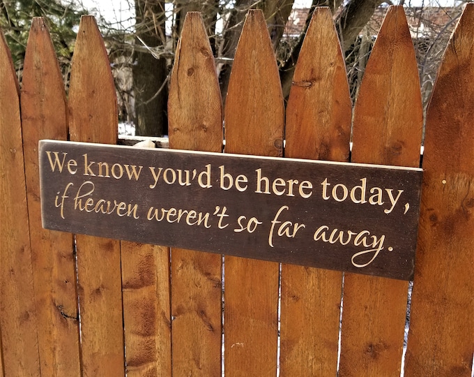 Custom Carved Wooden Sign - "We Know You'd Be Here Today If Heaven Weren't So Far Away" - 24"x6"