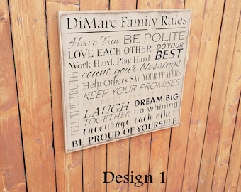 Personalized Custom Carved Wooden Sign - " Family House Rules ..."