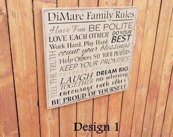 Personalized Custom Carved Wooden Sign - " Family House Rules ..."