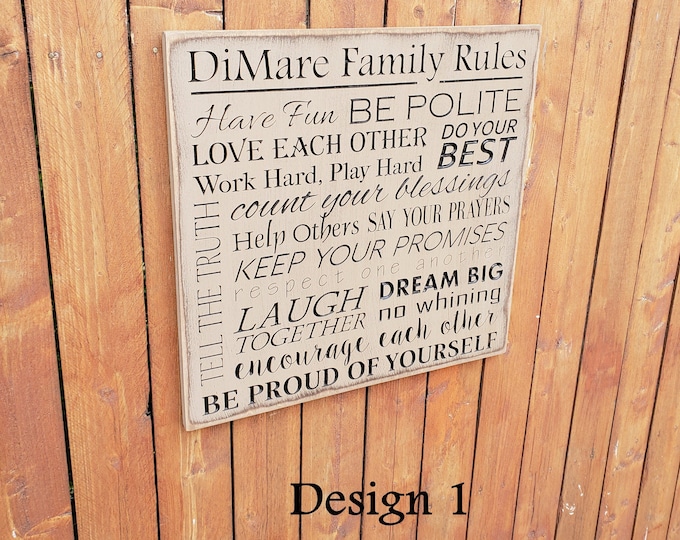 Personalized Custom Carved Wooden Sign - " Family House Rules ..."