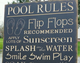 Custom Carved Wooden Sign - "Pool Rules"