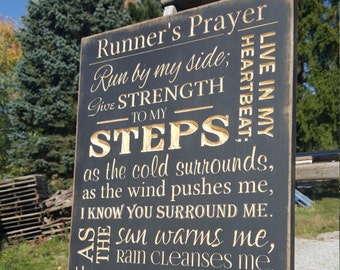 Custom Carved Wooden Sign - "Runner's Prayer"