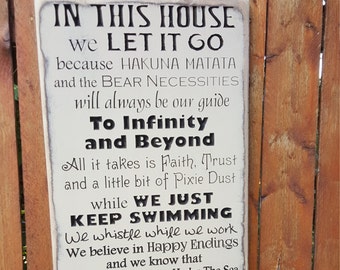 Custom Carved Wooden Sign - "In this House - WE DO DISNEY"
